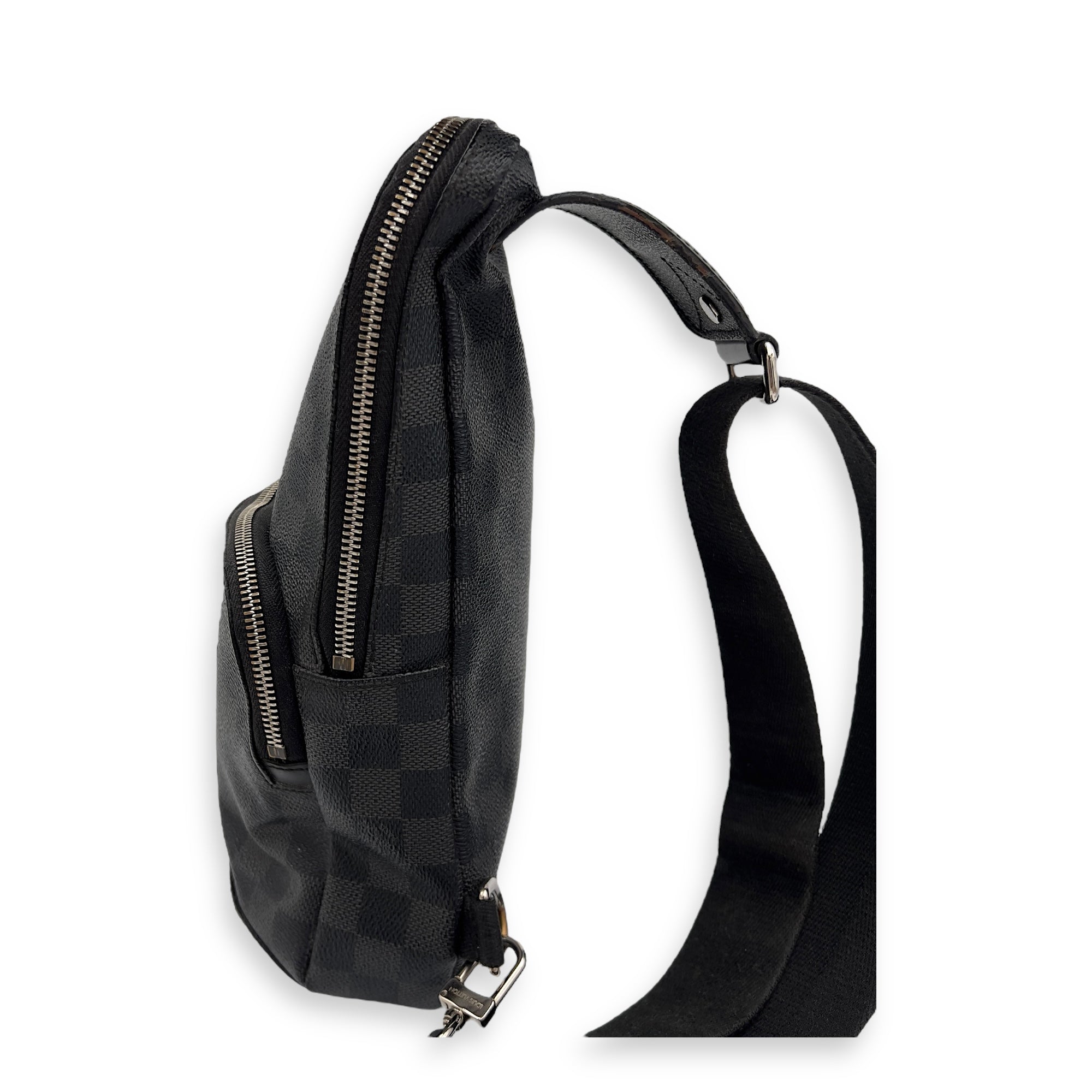 Louis Vuitton Avenue Belt Bag Black in Coated Canvas, Silver hardware_4