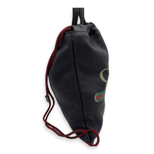 Gucci Logo Black Drawstring Backpack in Calfskin_2