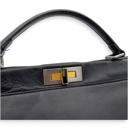 Fendi Peekaboo Top Handle Bag Black in Calfskin, Silver hardware_6