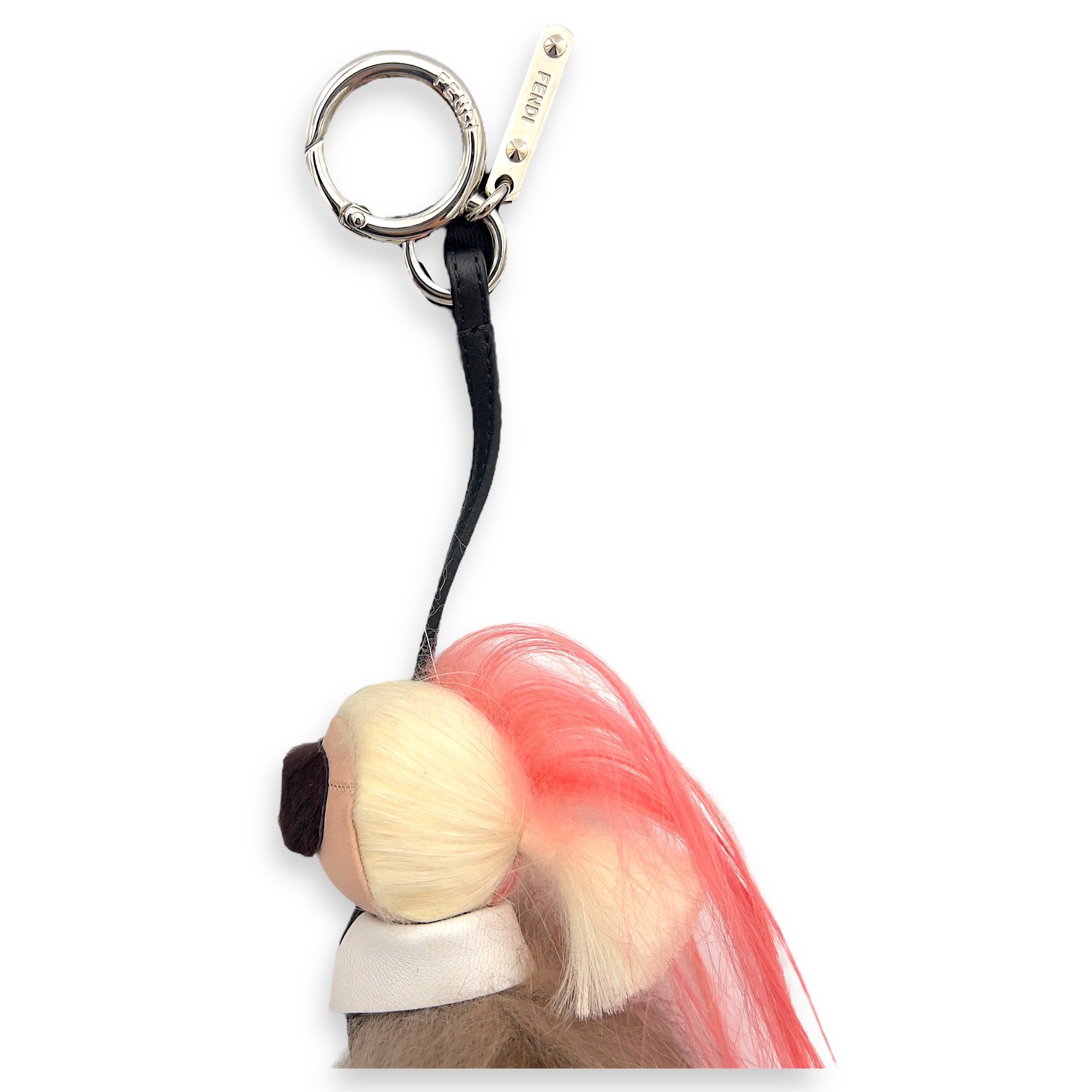 Fendi Karlito Bag Charm Multi-colour in Fox and Mink Fur, Silver hardware_4