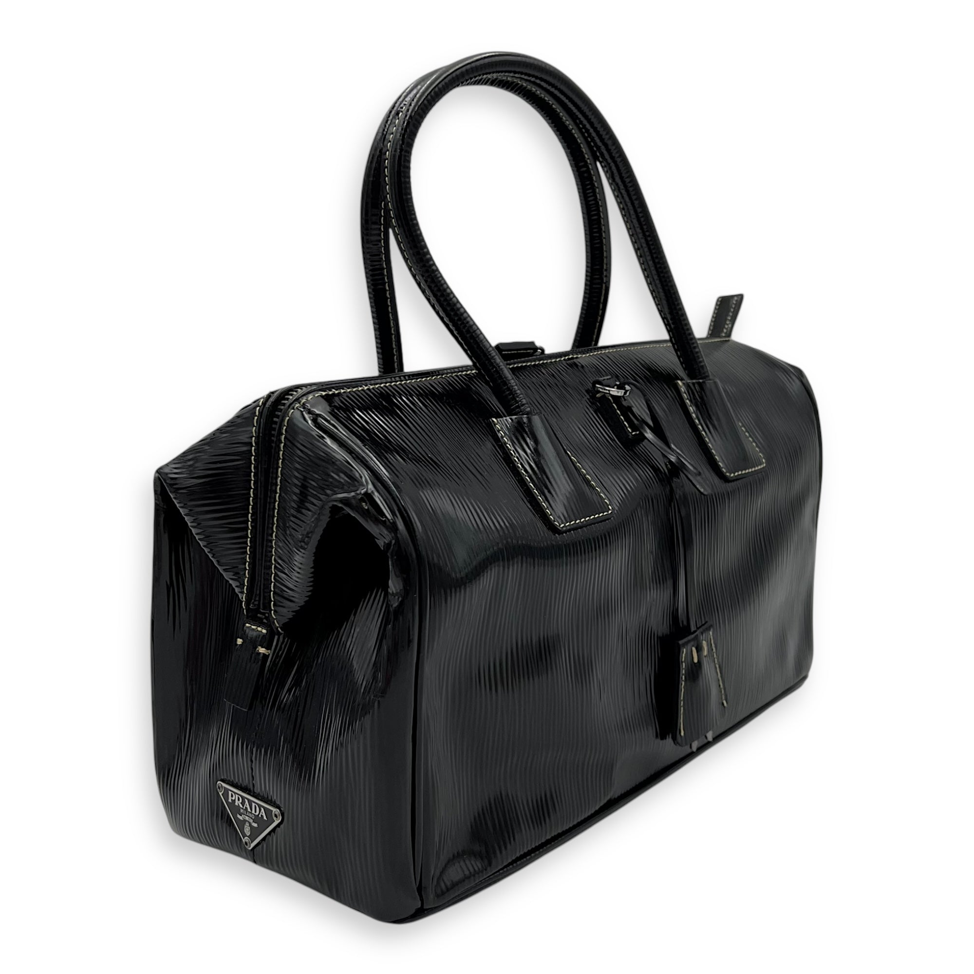 Prada: Women's Cleo Patent Leather Bag (Black) | DSMNY E-SHOP