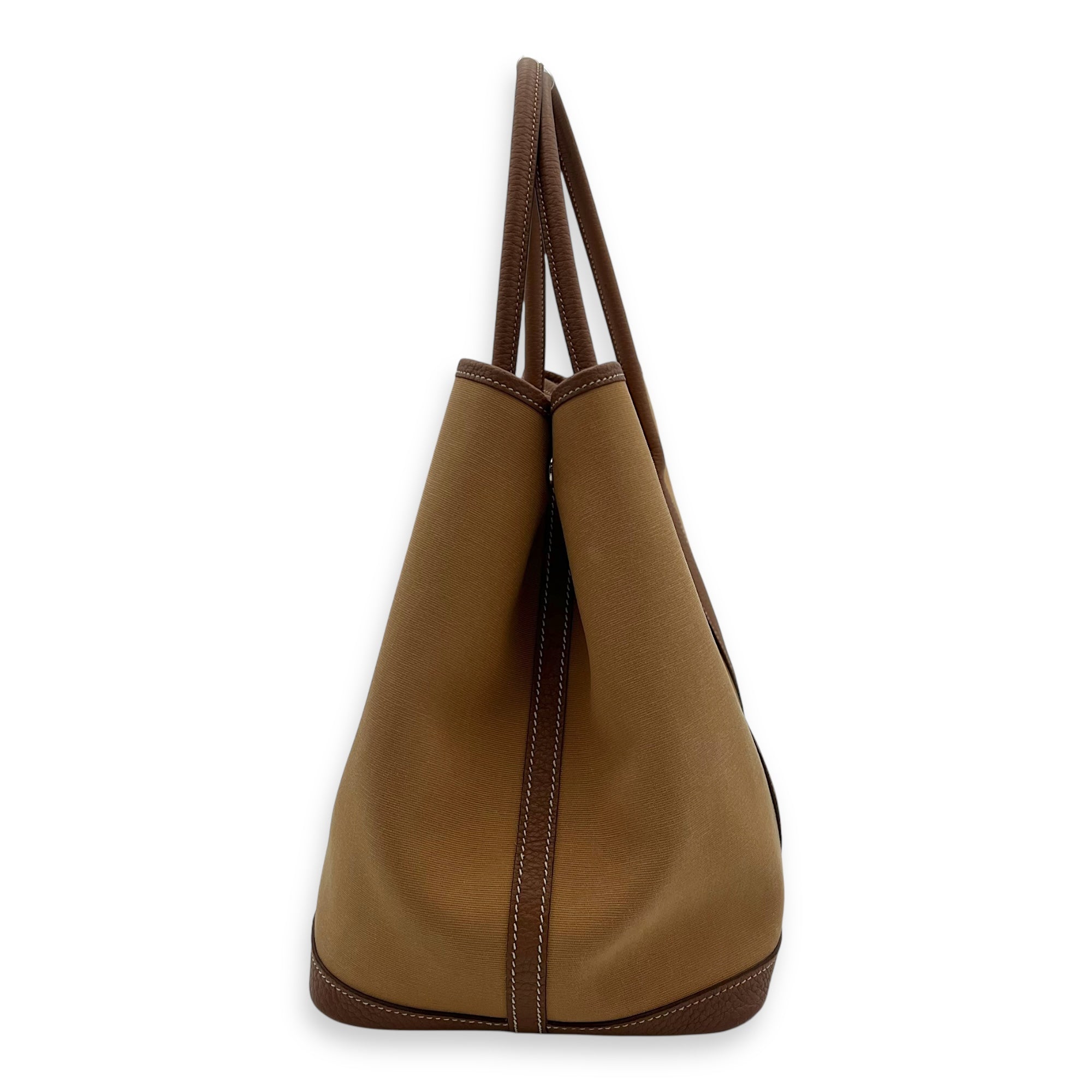 Hermès Garden Party 36 Brown Top Handle Bag in Canvas, Palladium hardware_4