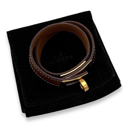 Hermès Kelly Double Tour XS Brown Bracelet in Swift, Gold hardware_4