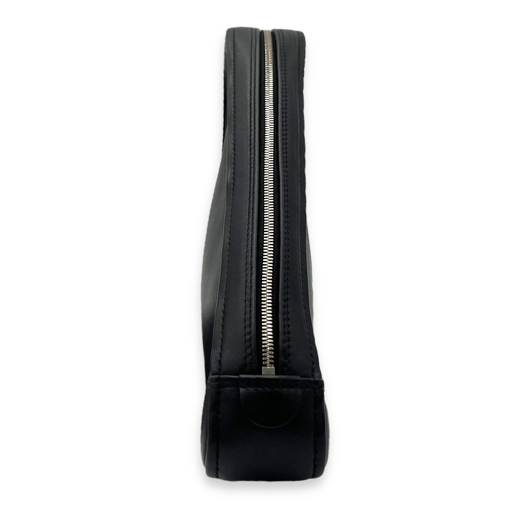 Balenciaga Logo Pouch Black in Calfskin, Silver hardware_4