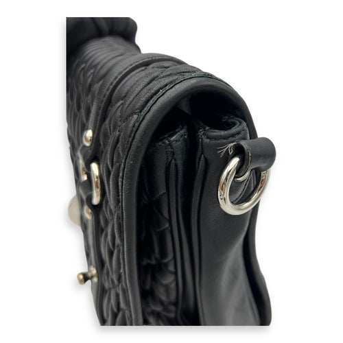 Miu Miu Matelassé Crossbody Bag Black in Calfskin, Silver hardware_10