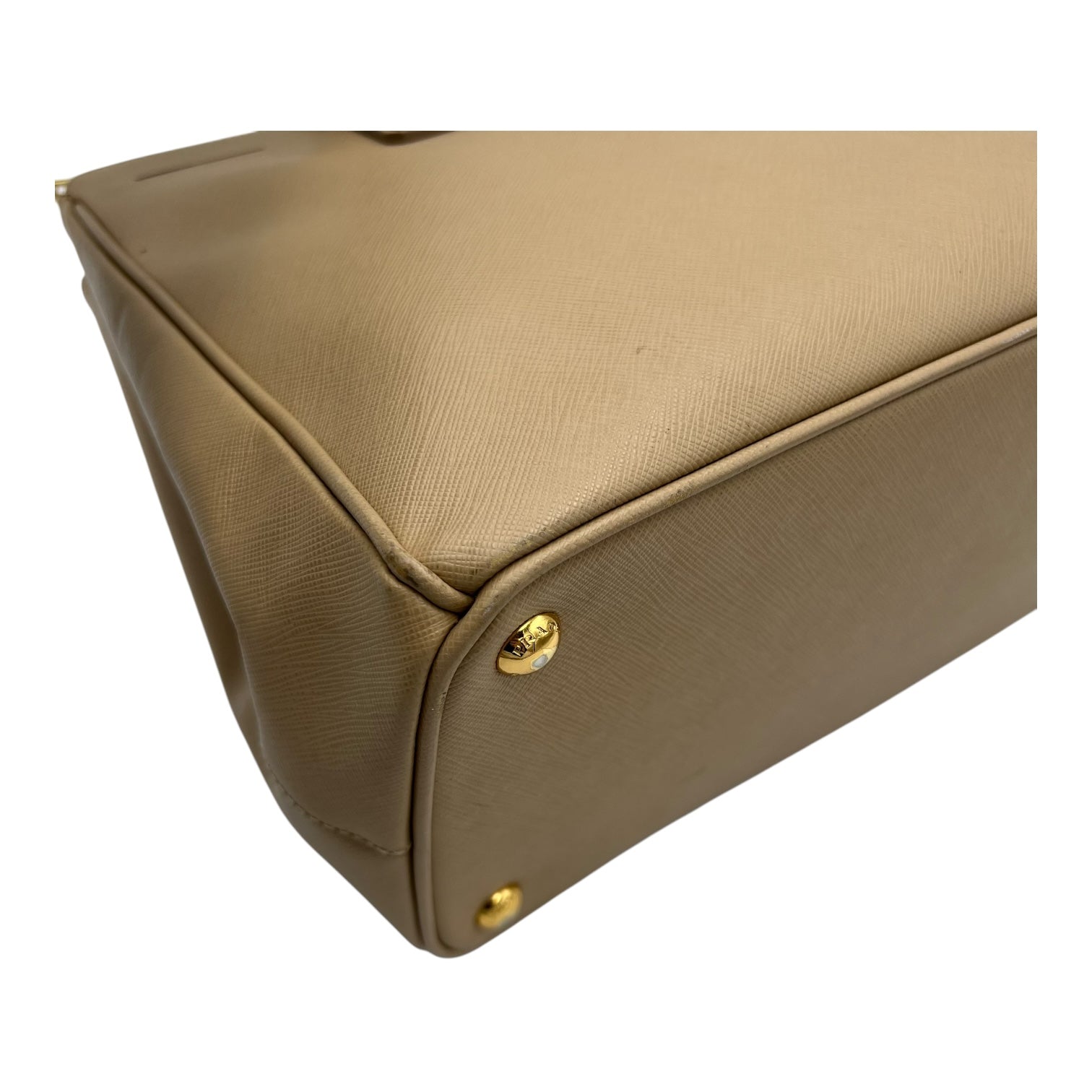 Prada Galleria Top Handle Bag Beige in Saffiano Leather, Gold hardware_9