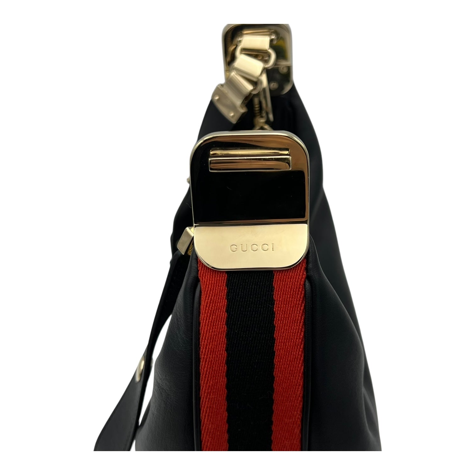 Gucci Attache Shoulder Bag Black in Calfskin, Gold hardware_8