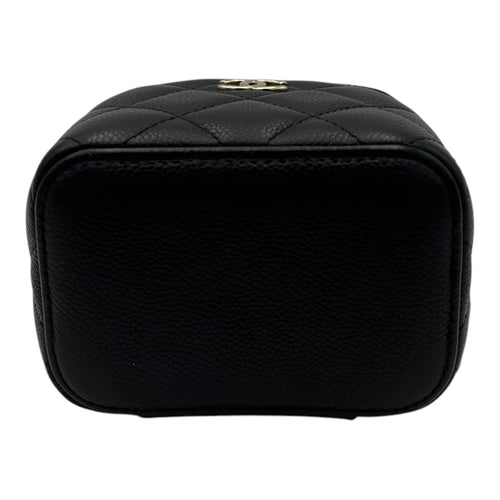 Chanel Vanity Crossbody Bag Black in Caviar Leather, Gold hardware_5