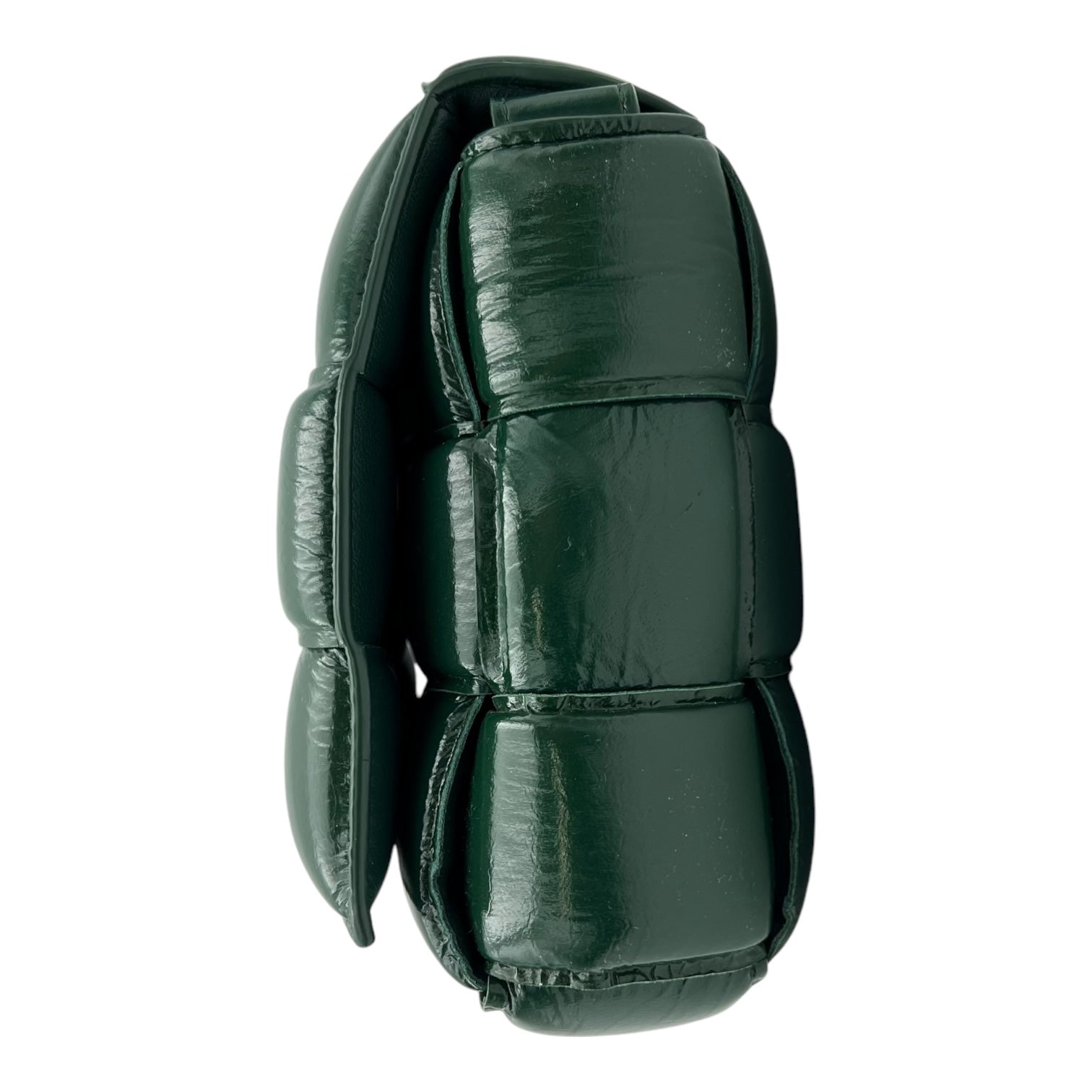Bottega Veneta Cassette Shoulder Bag Green in Patent Leather, Gold hardware_4