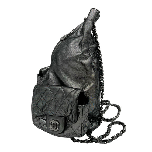 Chanel Quilted  Backpack Silver in Coated Canvas, Silver hardware_3