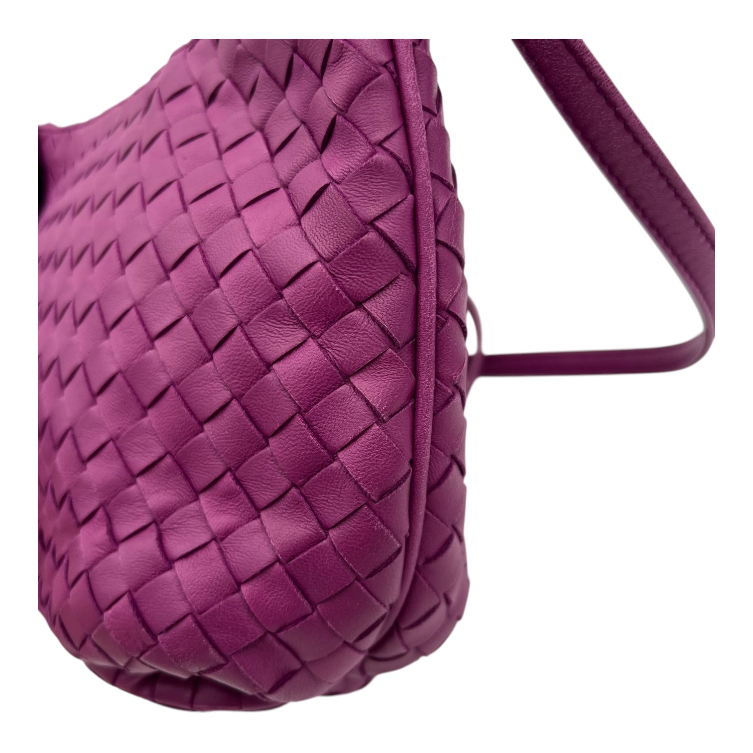 Bottega Veneta Intrecciato Purple Shoulder Bag in Lambskin, Gold hardware_7