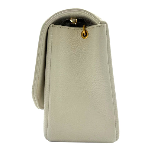 Chanel Diana Shoulder Bag White in Caviar Leather, Gold hardware_4