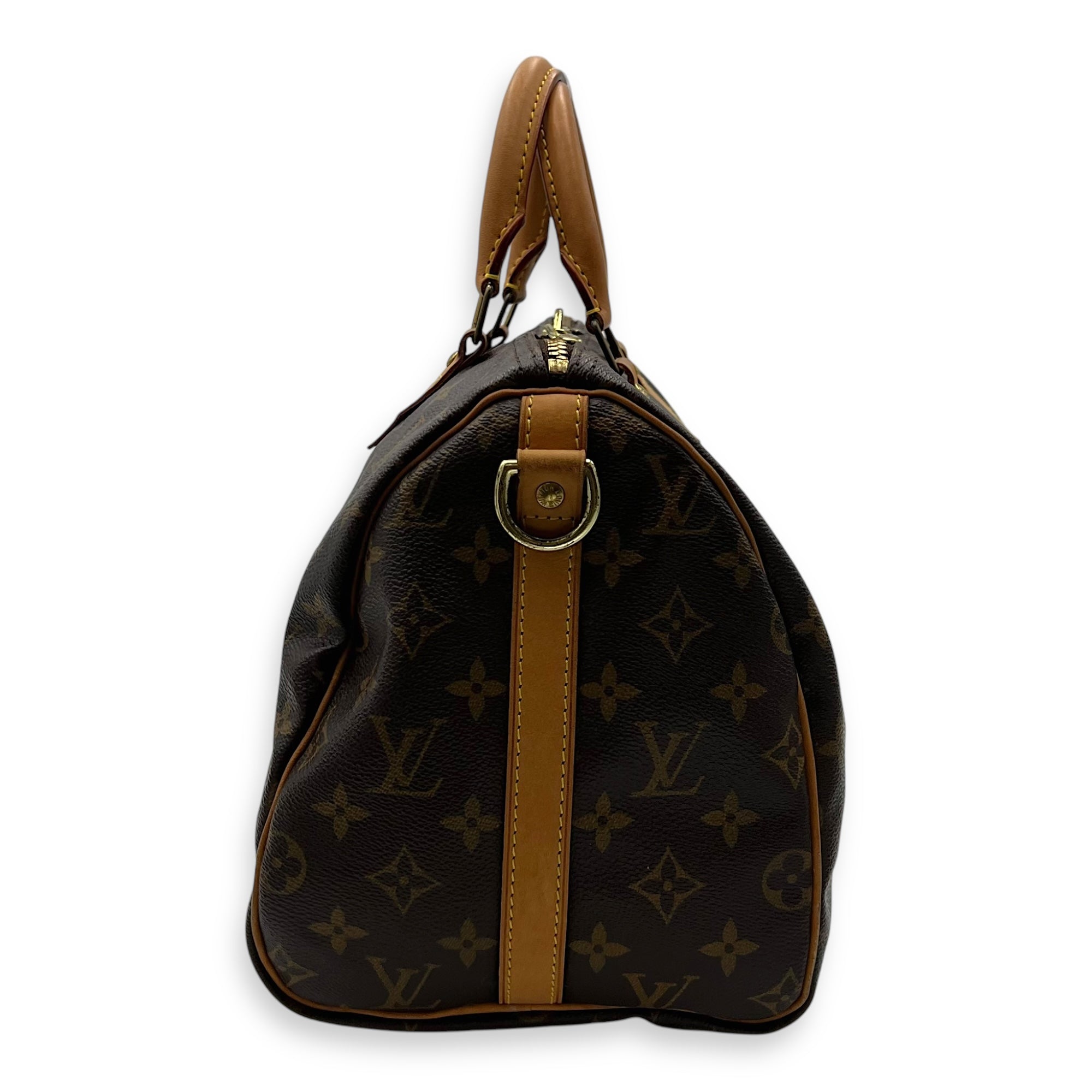 Louis Vuitton Speedy Bandouliere Top Handle Bag 30 Brown in Monogram Coated Canvas, Gold hardware_4