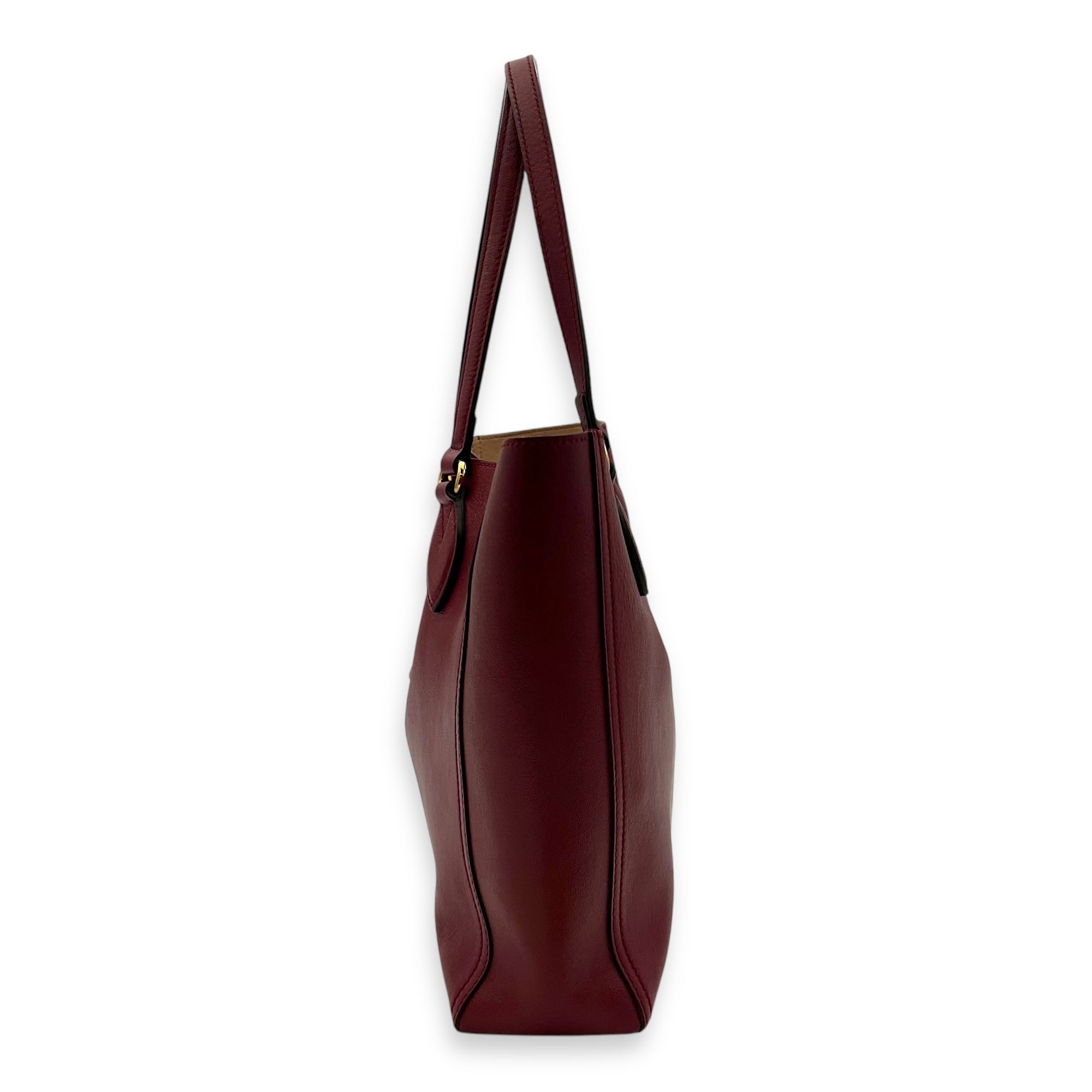 Gucci GG Tote Bag Red in Calfskin, Gold hardware_4