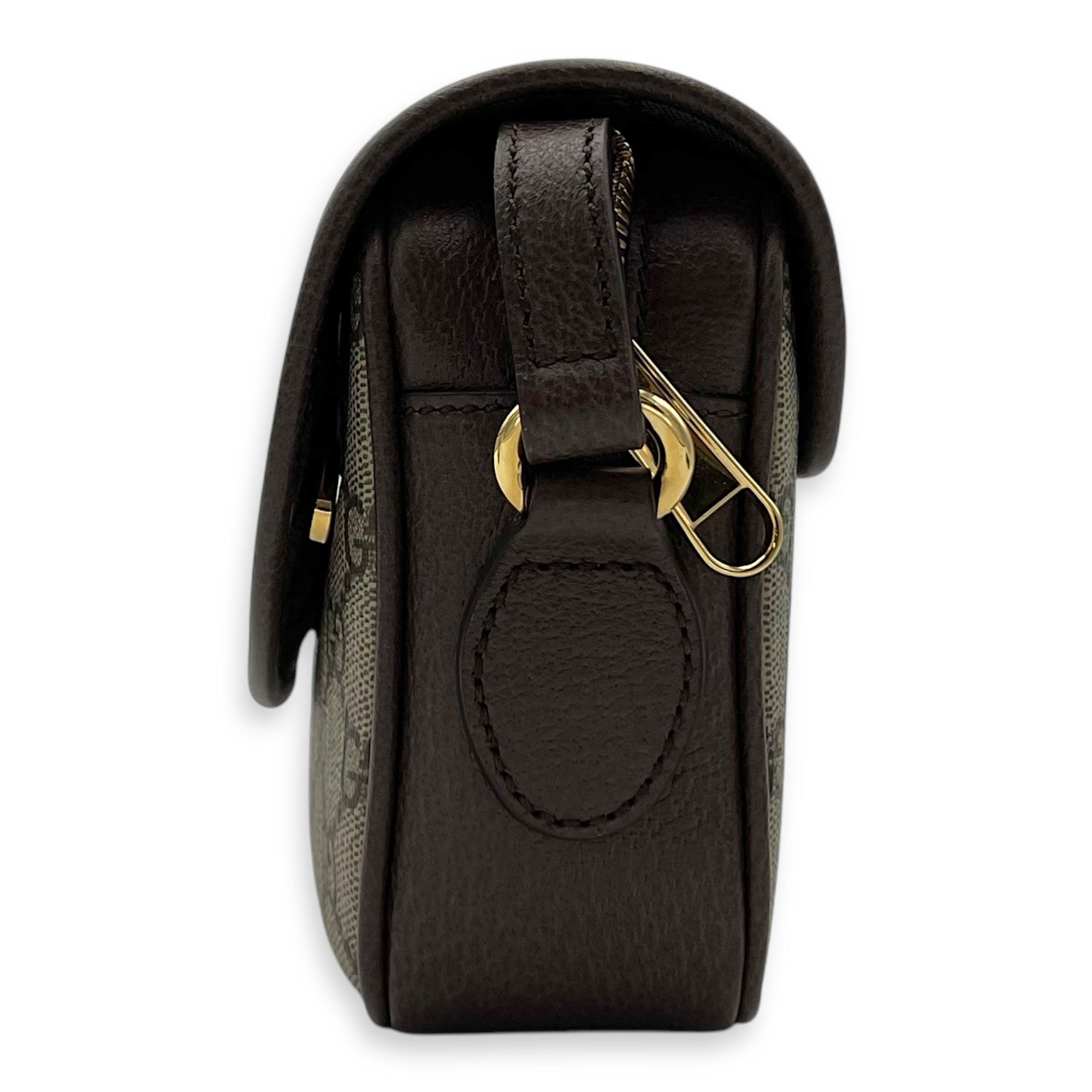 Gucci Ophidia Brown Crossbody Bag in Coated Canvas, Gold hardware_4