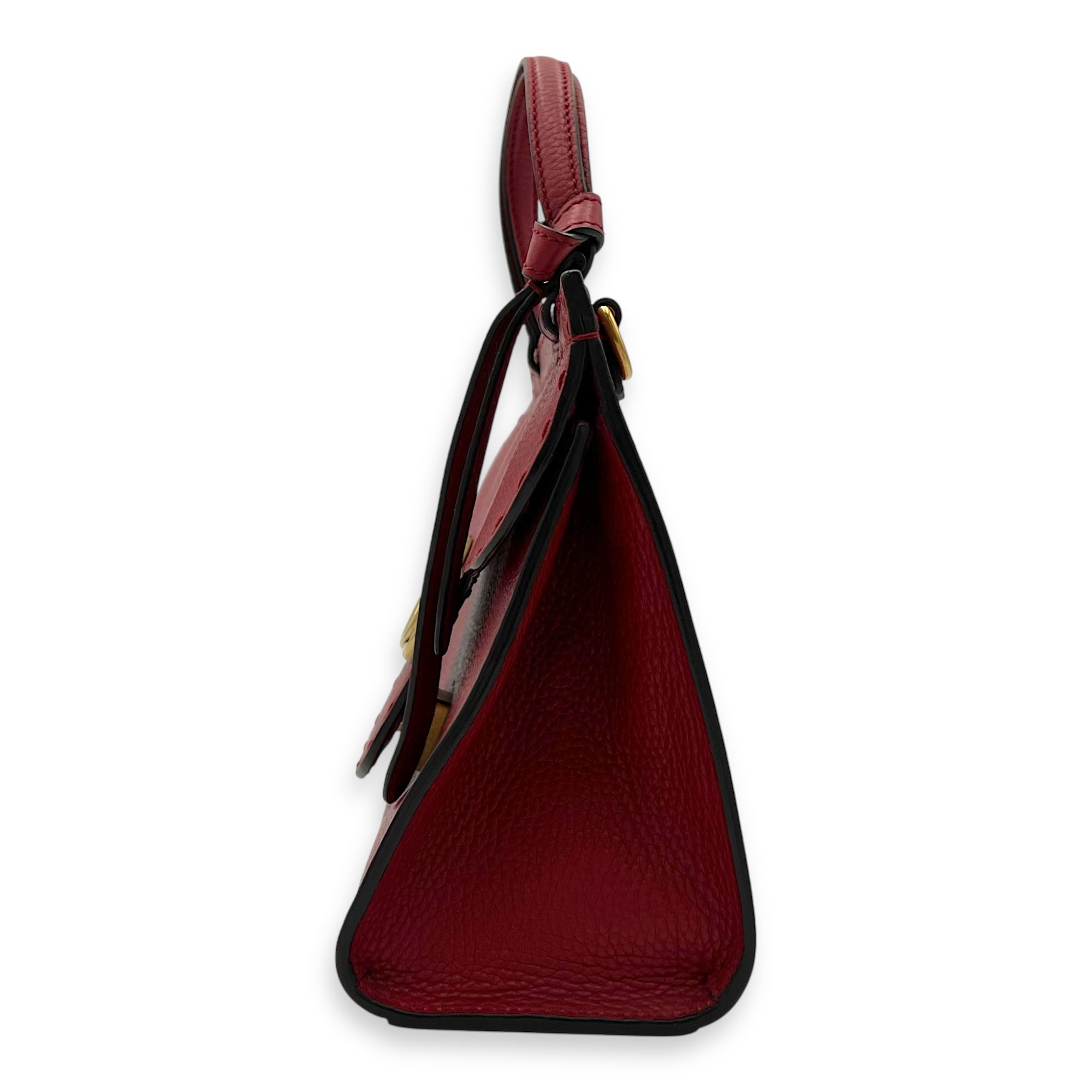 Gucci GG Marmont Top Handle Bag Red in Calfskin, Gold hardware_4