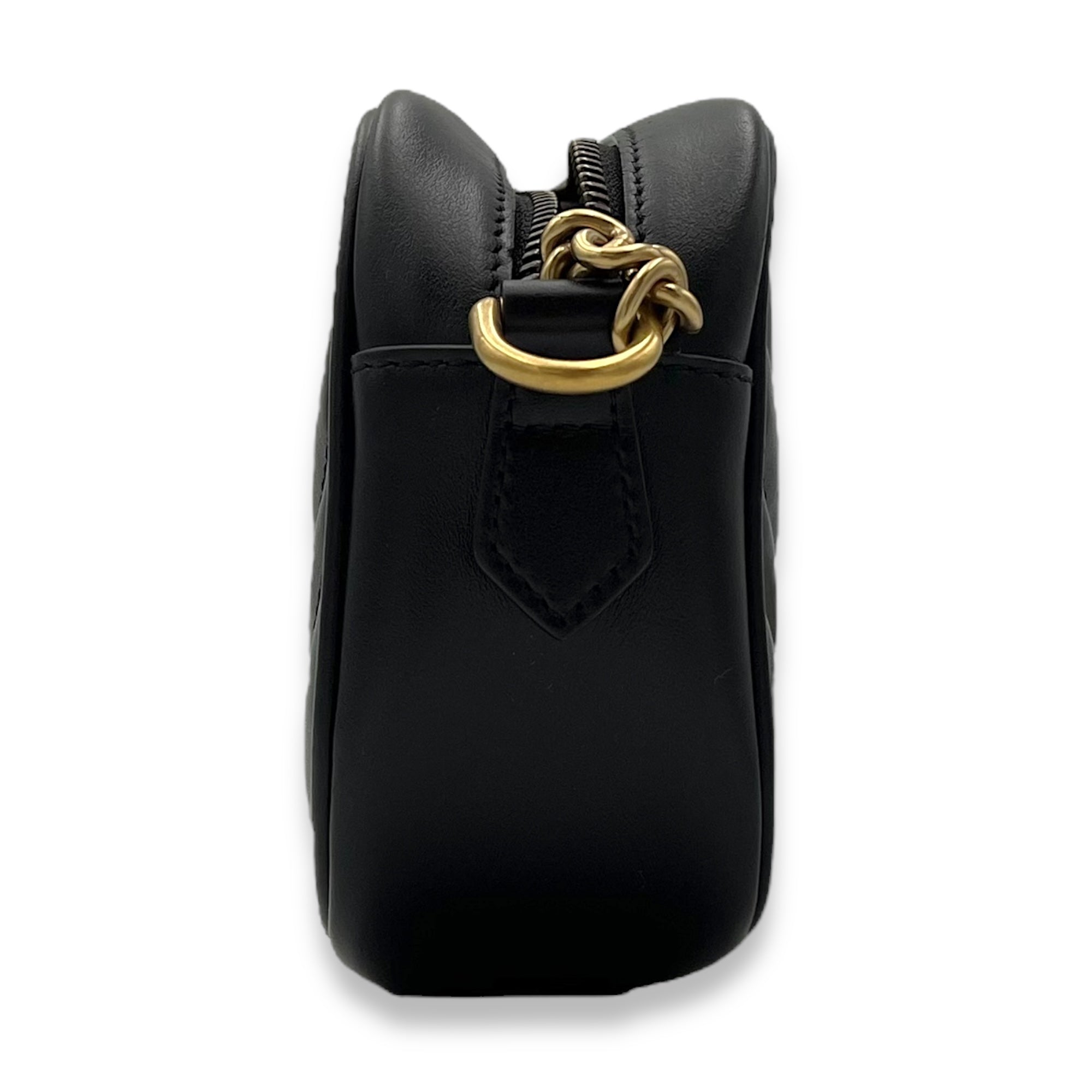 Gucci GG Marmont Crossbody Bag Small Black in Calfskin, Gold hardware_4