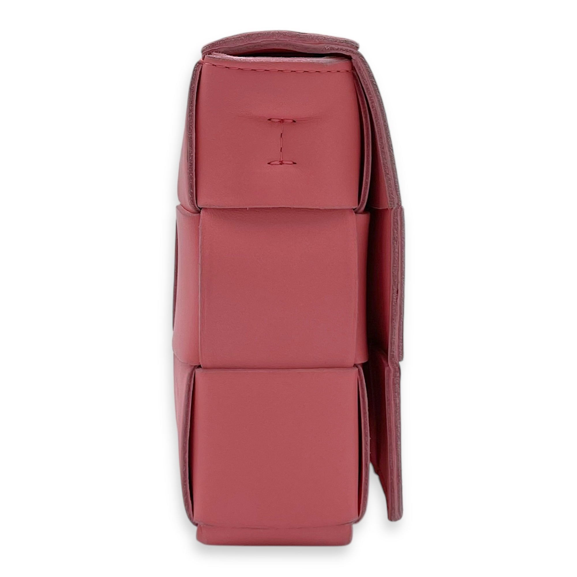 Bottega Veneta Cassette Crossbody Bag Pink in Calfskin, Silver hardware_4