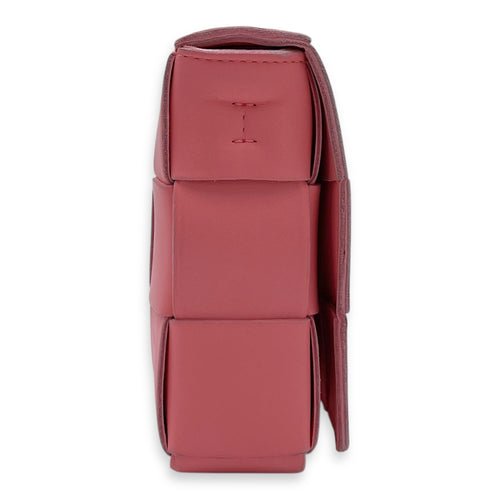 Bottega Veneta Cassette Crossbody Bag Pink in Calfskin, Silver hardware_4