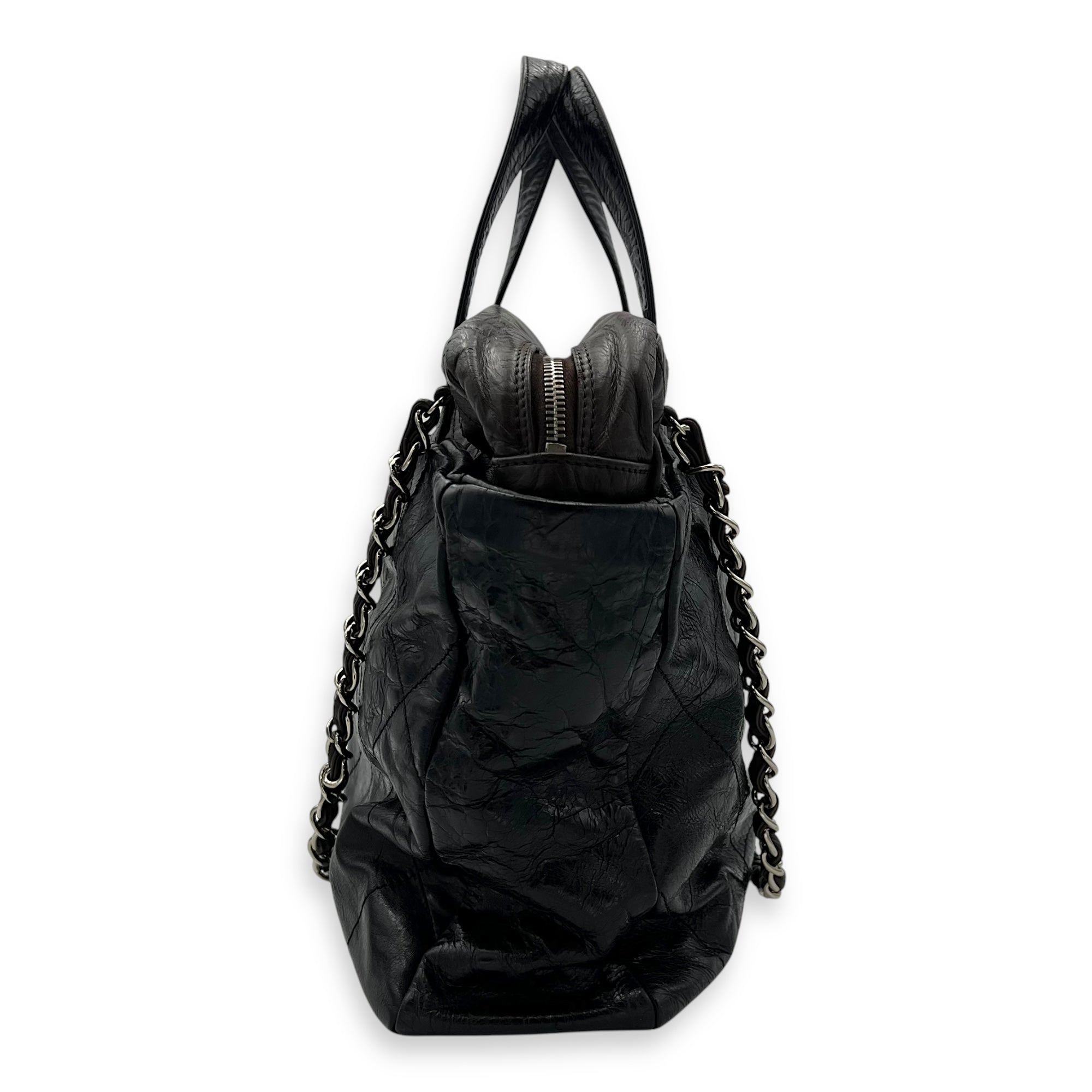 Chanel 2 way bag Top Handle Bag Black in Calfskin, Gold hardware_4