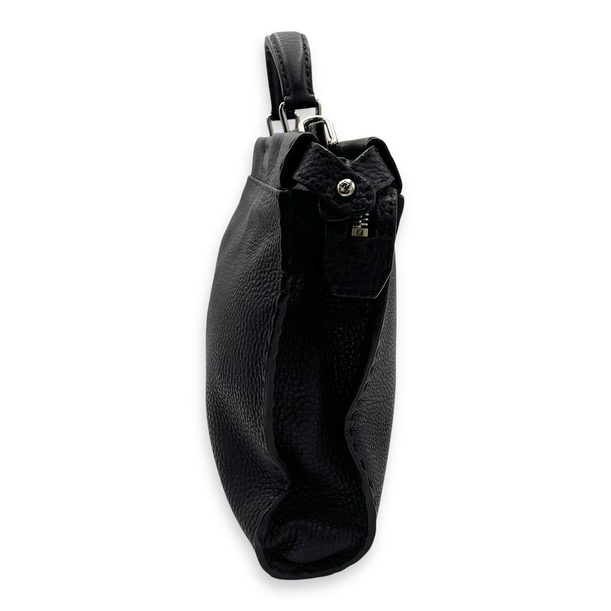 Fendi Peekaboo Top Handle Bag Black in Calfskin, Silver hardware_4