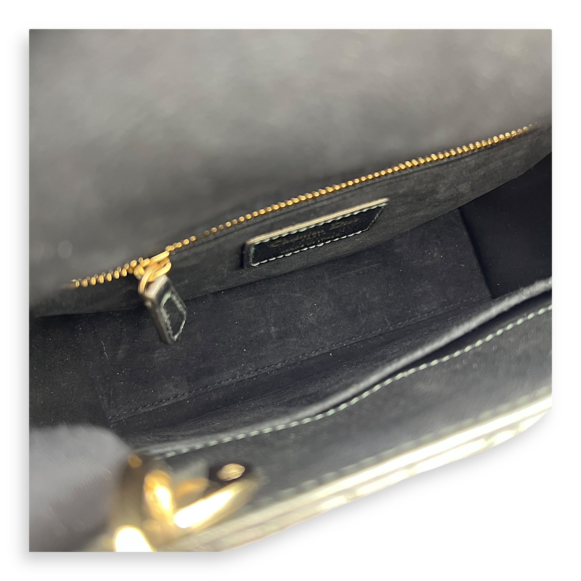 Christian Dior Lady Dior Small Grey Top Handle Bag in Calfskin, Gold hardware_6