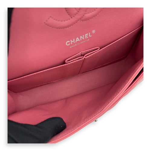 Chanel Classic Medium Pink Shoulder Bag in Lambskin, Silver hardware_6