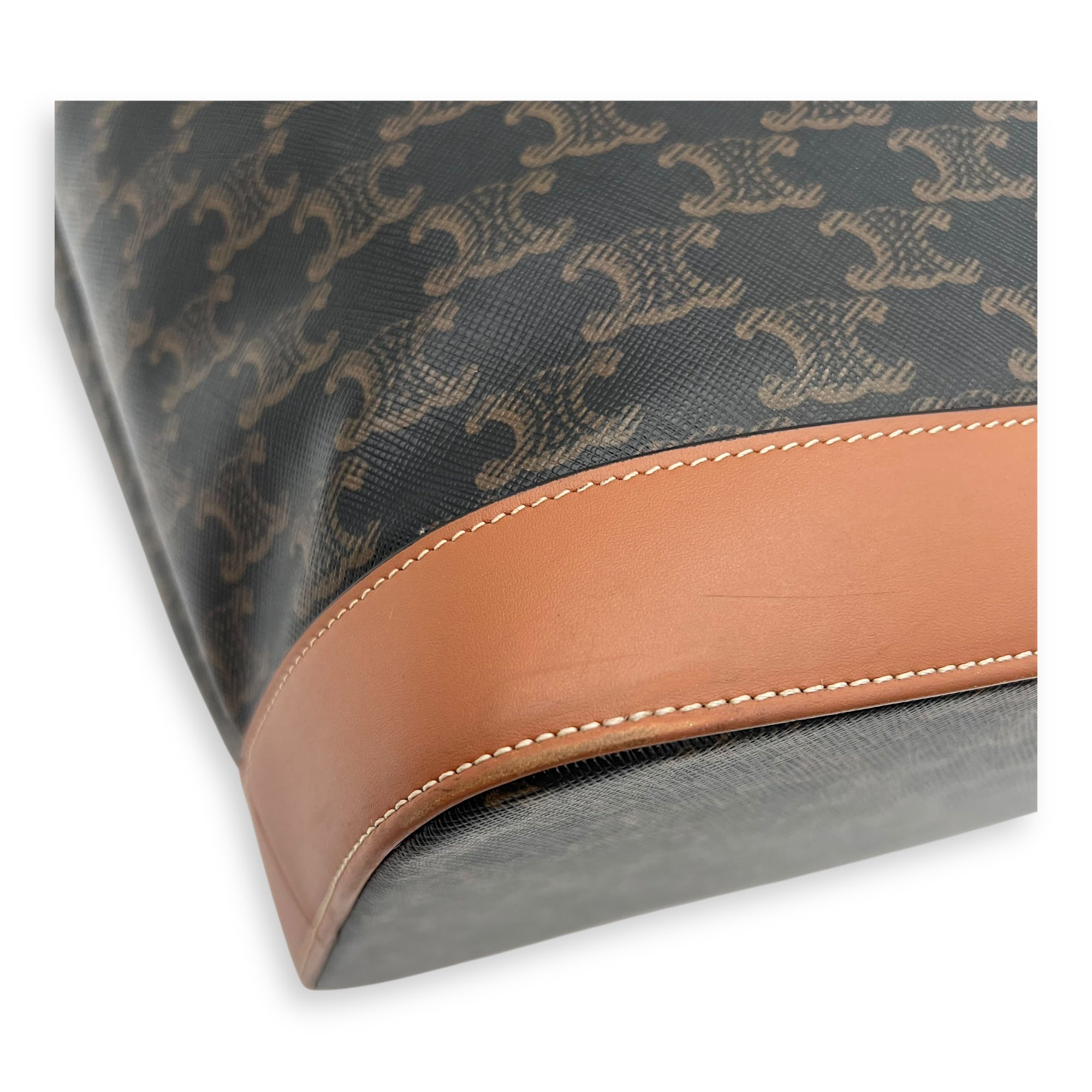 Celine Triomphe Tote Bag Brown in Coated Canvas, Gold hardware_8