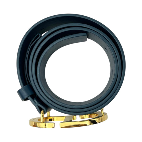 Christian Dior CD Belt 80 Blue in Calfskin, Gold hardware_4