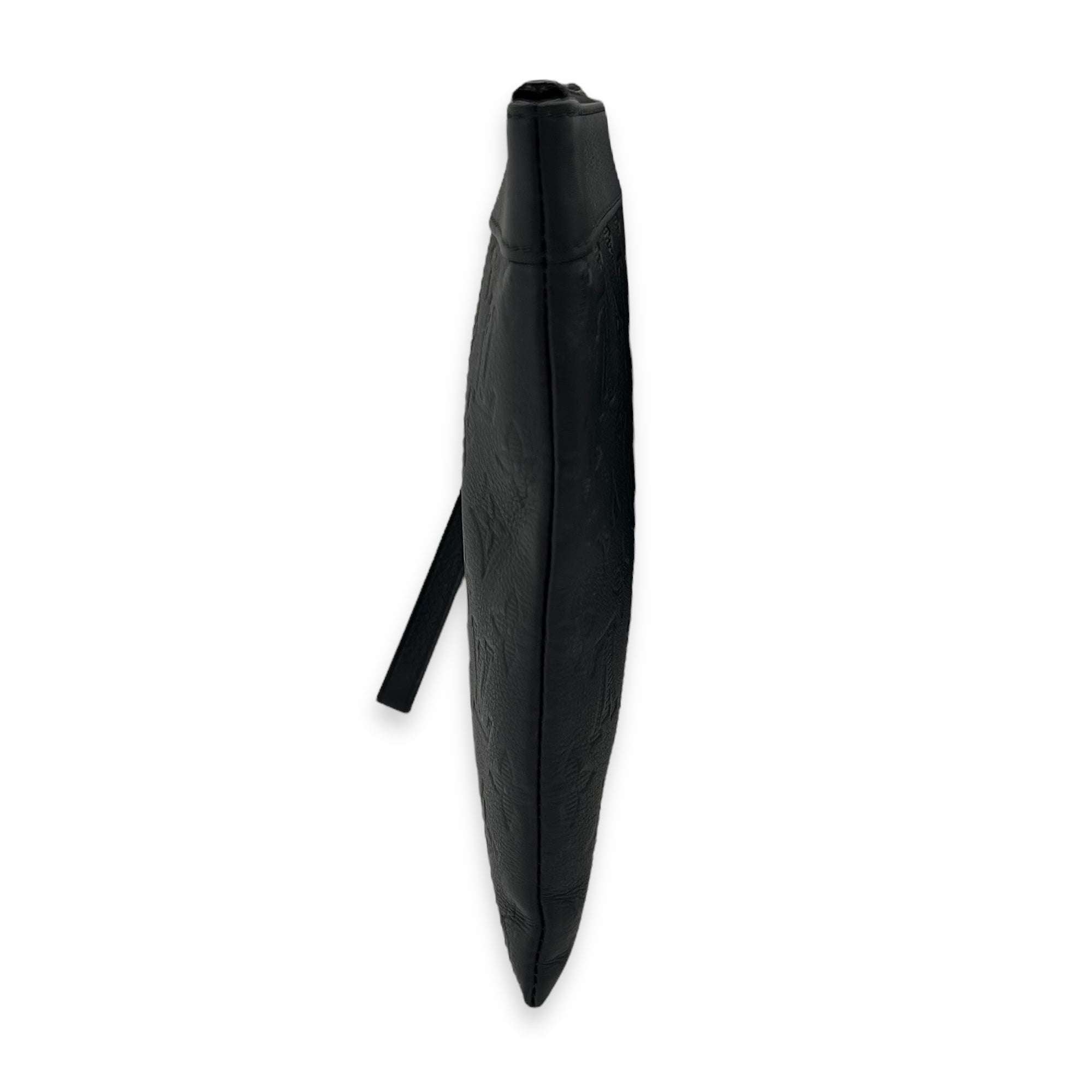 Louis Vuitton Logo Pouch Black in Calfskin, Lacquered Metal hardware_4