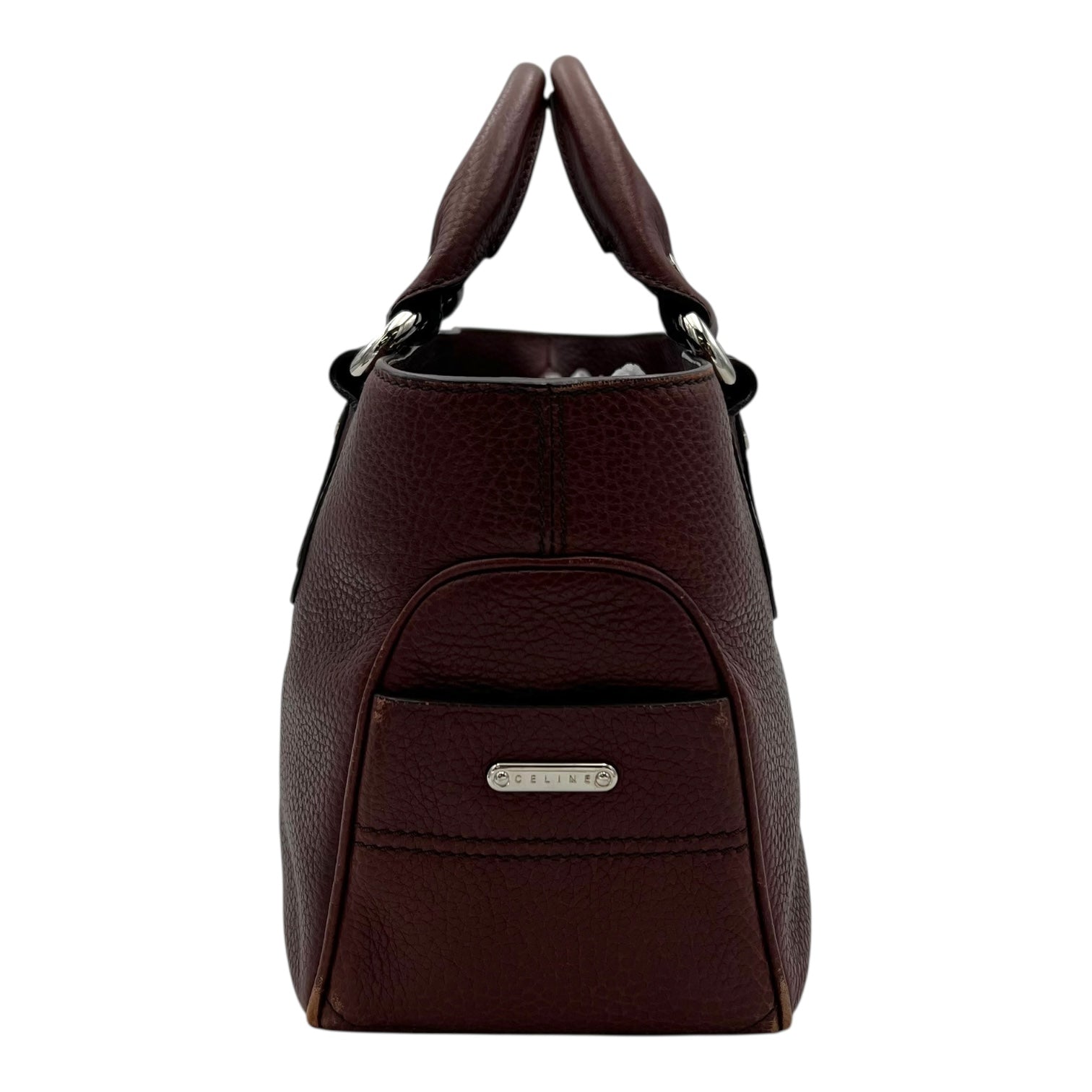 Celine Boogie Top Handle Bag Brown in Calfskin, Silver hardware_4