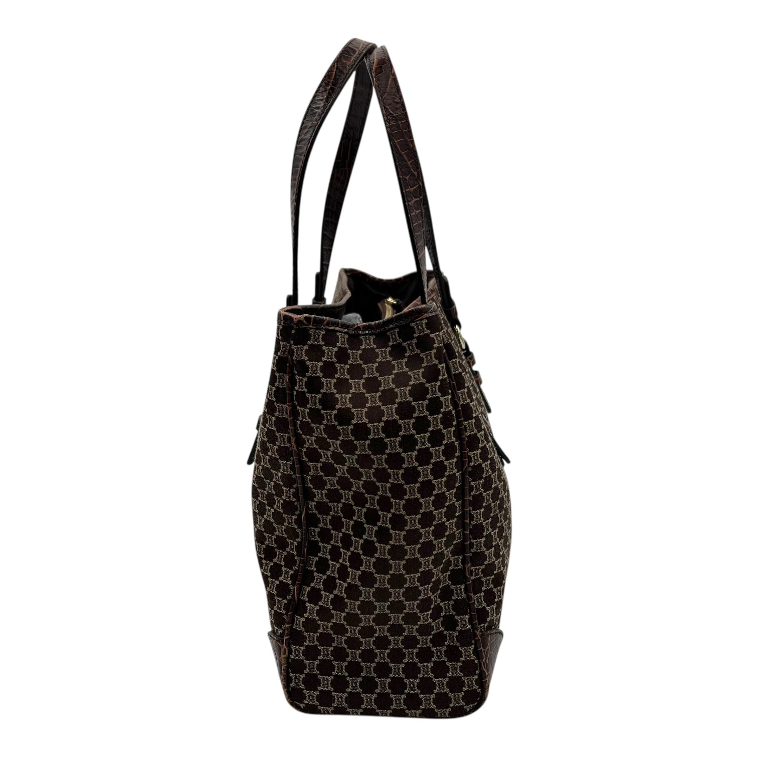 Celine Macadam Tote Bag Brown in Jacquard, Silver hardware_4