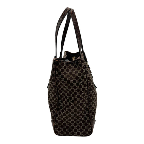 Celine Macadam Tote Bag Brown in Jacquard, Silver hardware_4