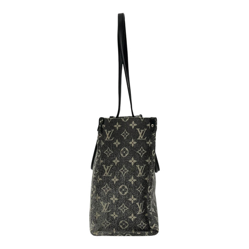 Louis Vuitton OnTheGo Top Handle Bag Black in Denim, Silver hardware_4