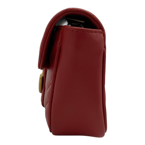 Gucci GG Marmont Crossbody Bag Super Mini Red in Calfskin, Gold hardware_4