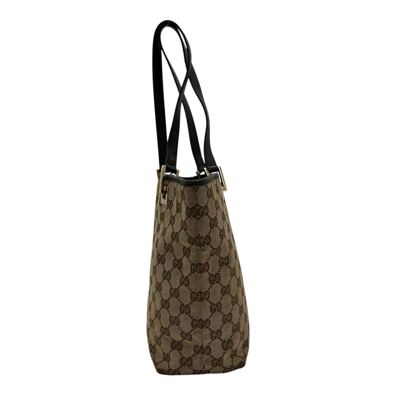 Gucci GG Brown Tote Bag in Canvas, Gold hardware_4