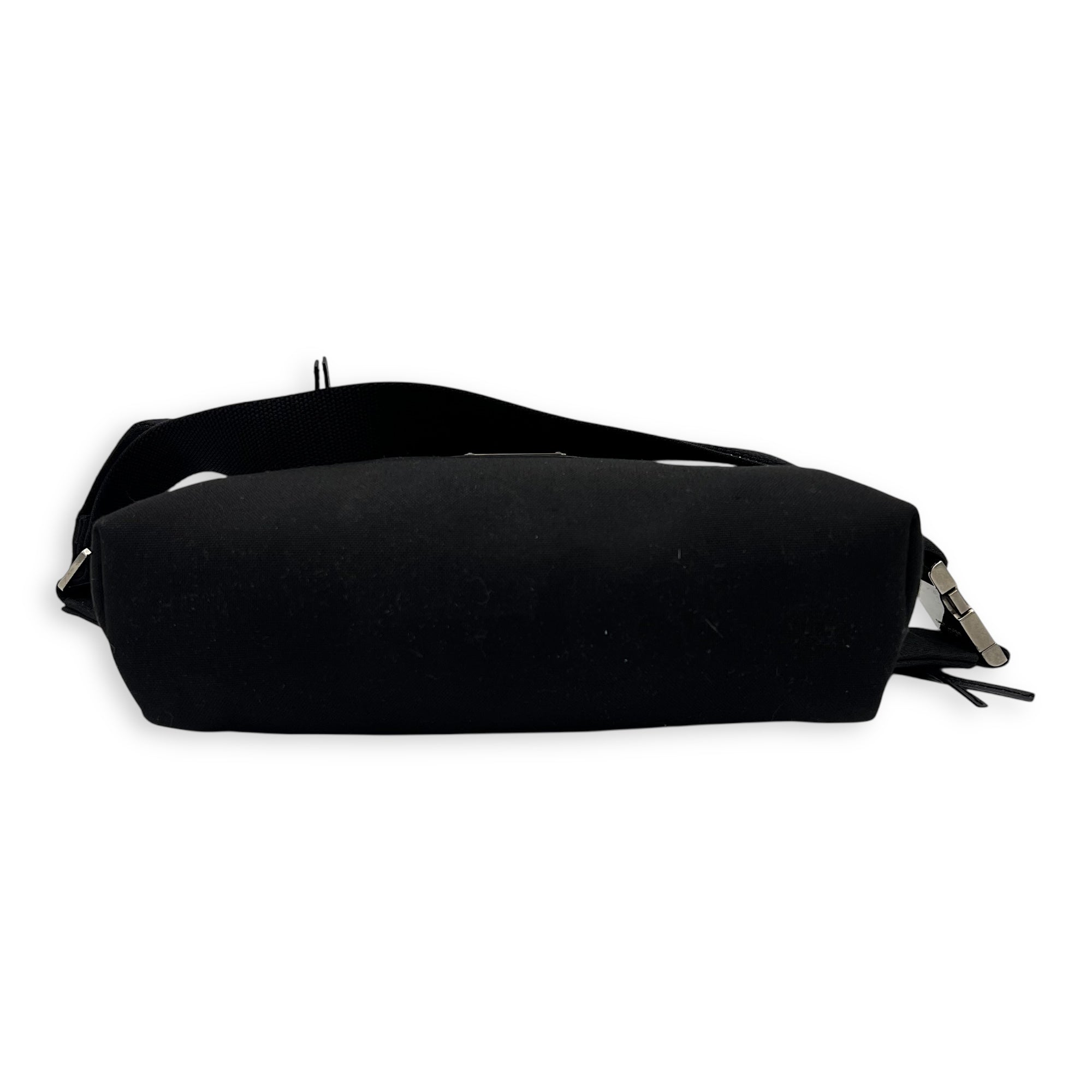 Saint Laurent City Belt Bag Black in Canvas, Silver hardware_5
