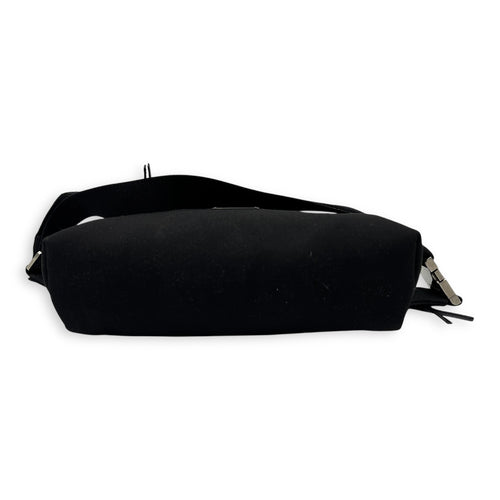 Saint Laurent City Belt Bag Black in Canvas, Silver hardware_5