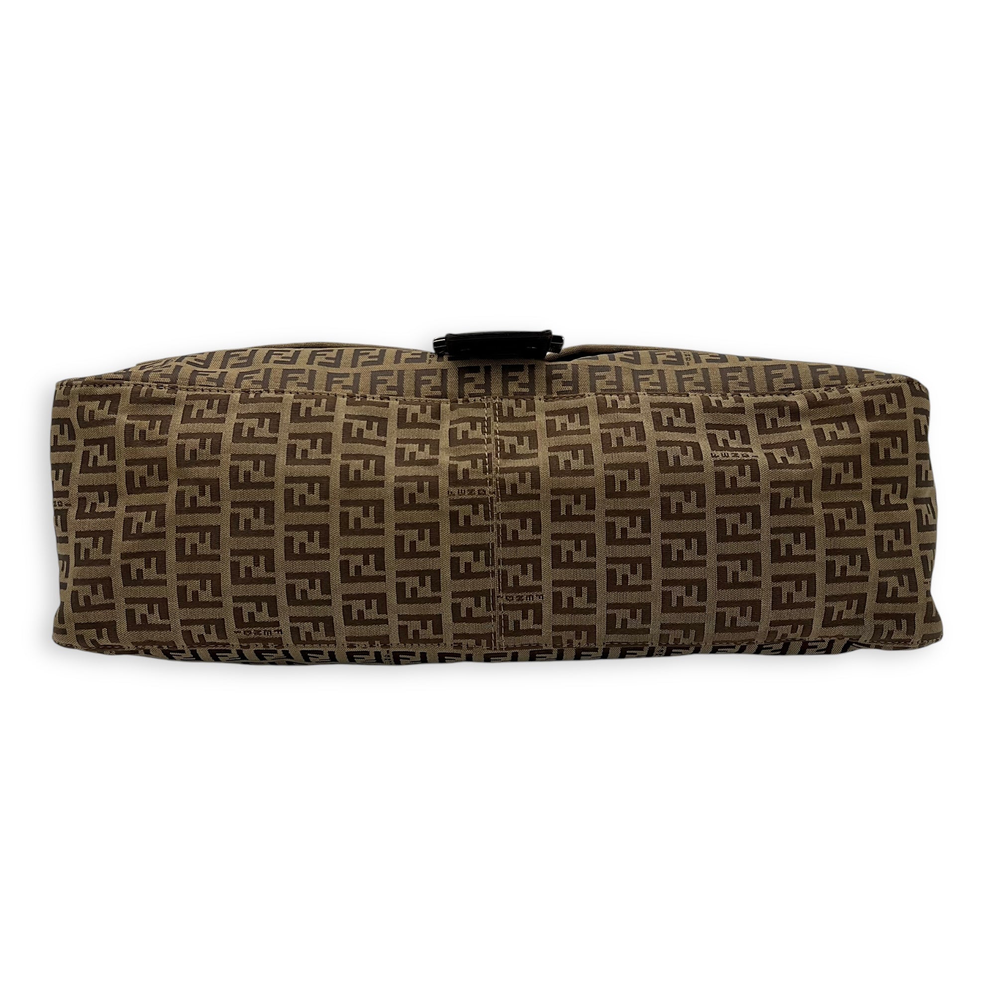 Fendi Baguette Shoulder Bag Brown in Jacquard, Silver hardware_5