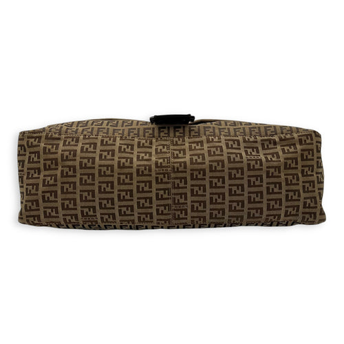 Fendi Baguette Shoulder Bag Brown in Jacquard, Silver hardware_5