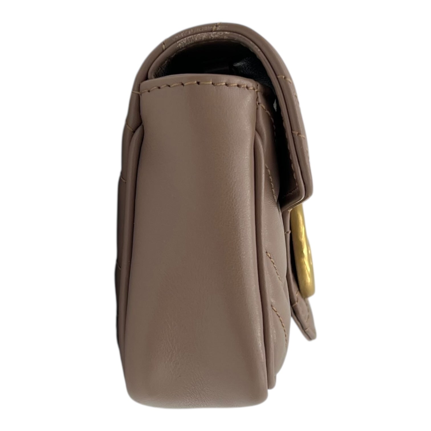 Gucci GG Marmont Shoulder Bag Beige in Calfskin, Gold hardware_3