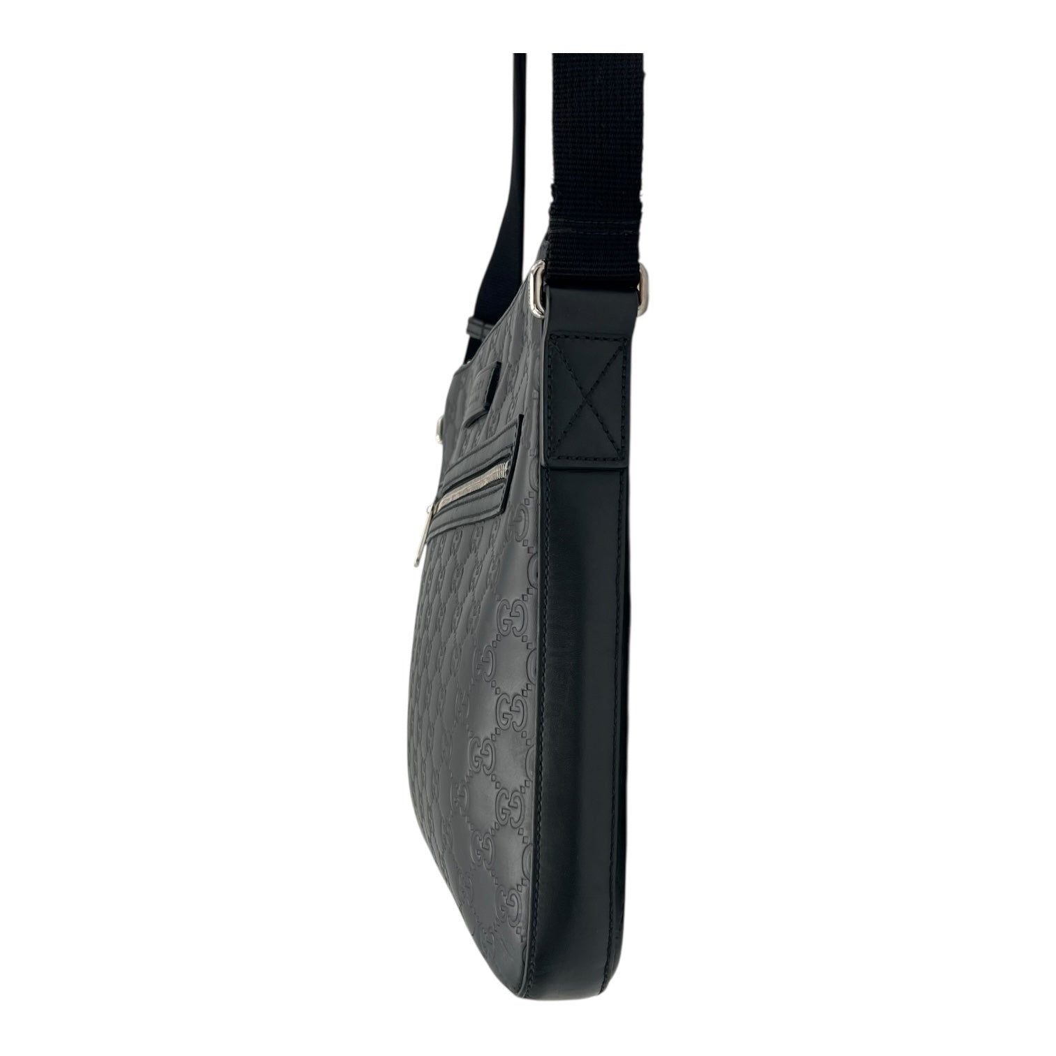 Gucci Guccissima Crossbody Bag Black in Calfskin, Silver hardware_4