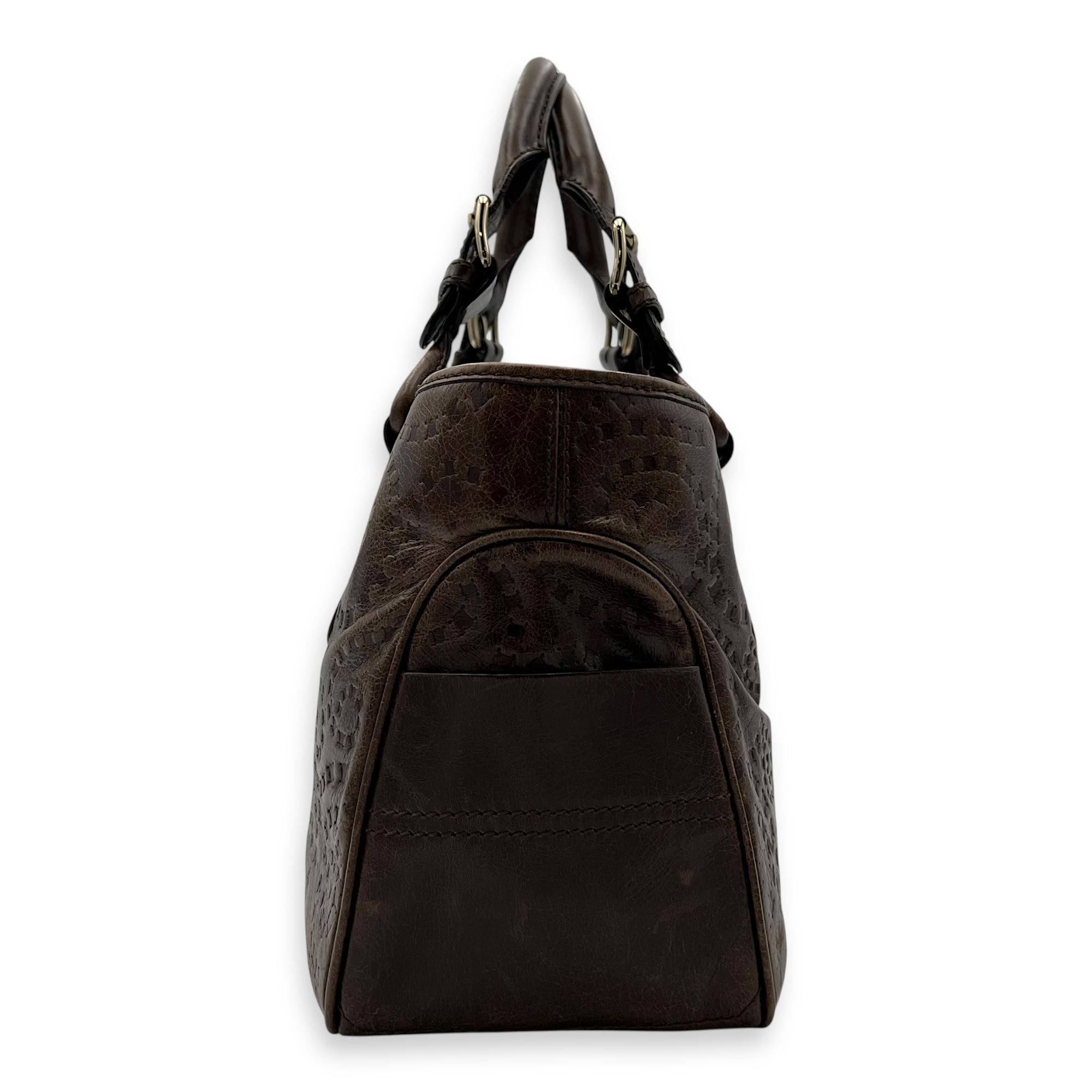 Celine Boogie Top Handle Bag Brown in Calfskin, Gold hardware_4