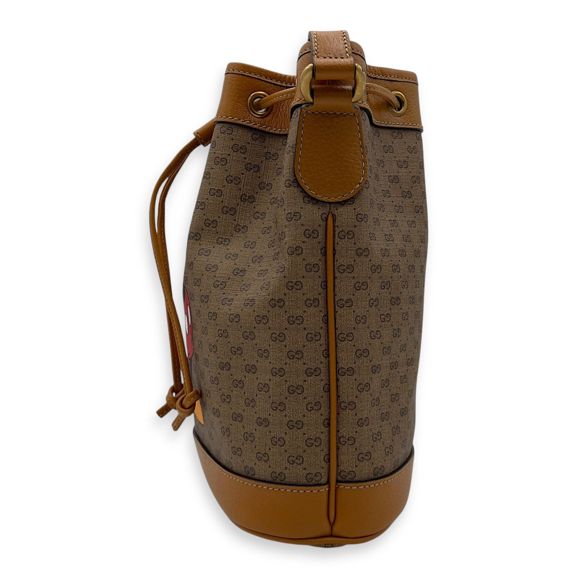 Gucci Disney Bucket Bag Brown in Coated Canvas, Gold hardware_4