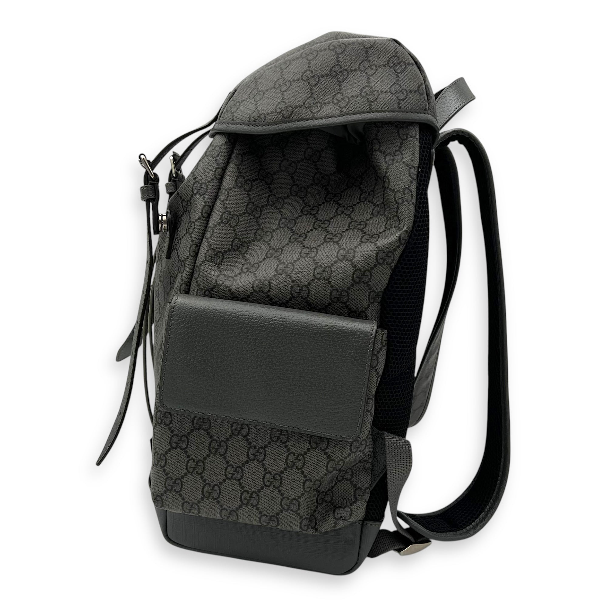 Gucci GG Backpack Grey in Coated Canvas, Gold hardware_4