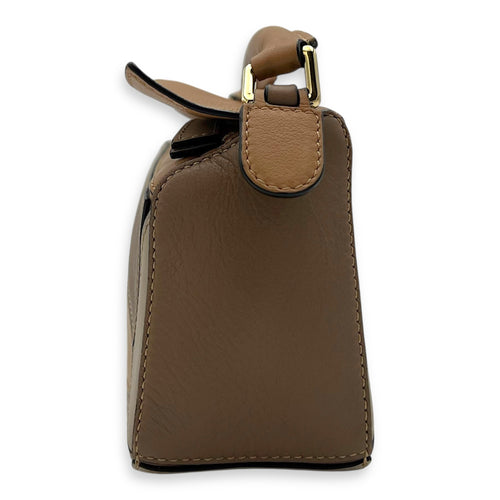 Loewe Puzzle Top Handle Bag Mini Brown in Calfskin, Gold hardware_4