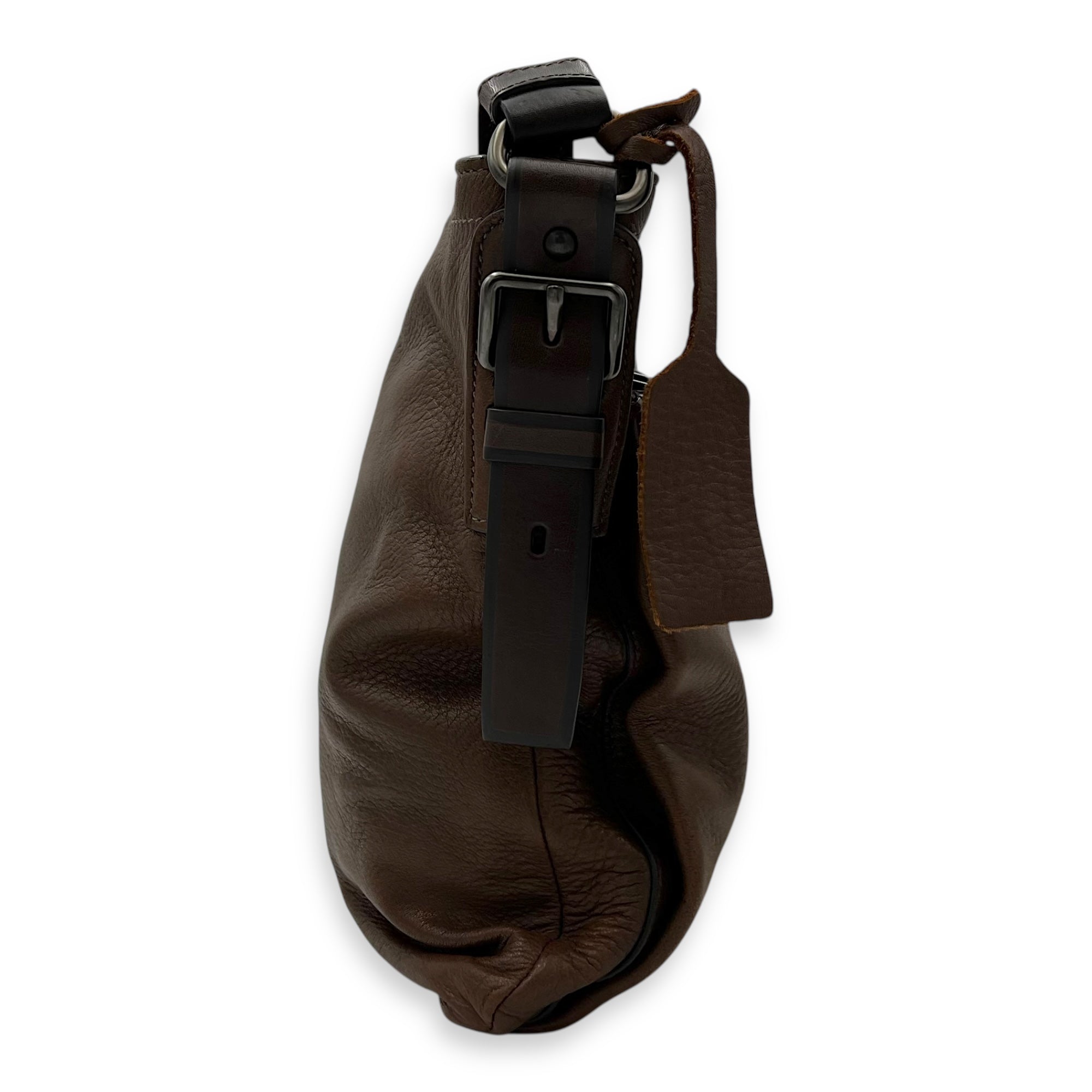 Prada Cervo Crossbody Bag Medium Brown in Calfskin, Silver hardware_4
