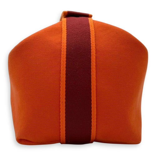 Hermès bride a brac GM Orange Pouch in Canvas, Silver hardware_4
