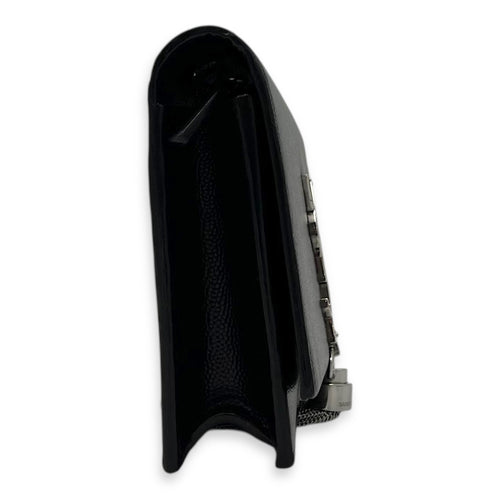 Saint Laurent Kate Wallet On Chain Black in Caviar Leather, Silver hardware_4