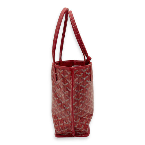 Goyard Anjou Tote Bag Mini Red in Coated Canvas, Silver hardware_4